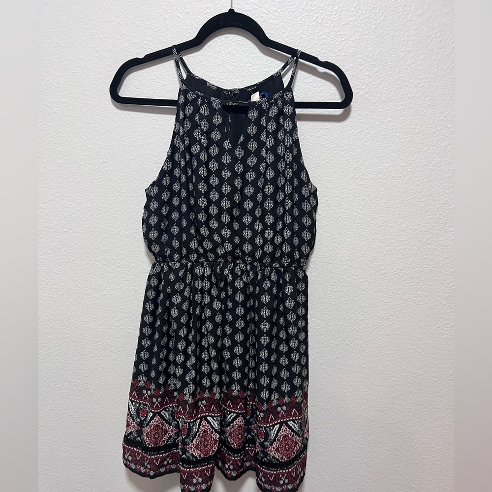 Blue Rain Black White Red Printed Dress Size Medium